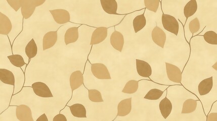 Beige Background With Brown Leaves Displaying Branching Leafy Patterns