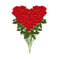 roses in heart vector