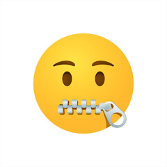 Zip mouth emoji. Silent emoticon with closed metal zipper for mouth, vector 10 eps. © Cali6ro