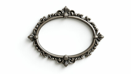 ornate vintage silver picture frame intricate detailing oval shape perfect showcasing cherished memories isolate on white background concept as Ornate vintage silver picture frame with intricate detai