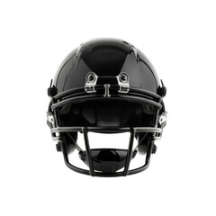Naklejka premium Black American football helmet features sleek lines and advanced design, ideal for enhancing player safety during games and practices.