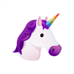 Unicorn Head Emoji Icon Illustration Sign. Fantasy Horse Vector Symbol Emoticon Design Vector 10 eps.