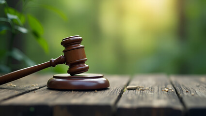Flat icon gavel nature background concept business corporate industry law world environmental regulation sustainable environment concept concept as Icon of gavel on nature background representing busi