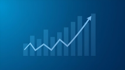 Flat Business Candlestick Graph Chart: Visualizing Stock Market Investment Trends with Bullish Uptrend on Blue Background - A Cute Vector Illustration for Economic Insights
