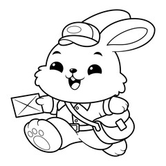 Bunny becomes a mailman, for coloring