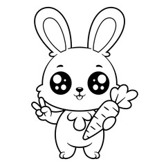Bunny carrying carrots, for coloring