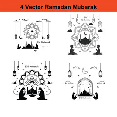 Traditional Ramadan Concept Icons,Green gradient template for islamic ramadan celebration with silhouette of mosque and desert.