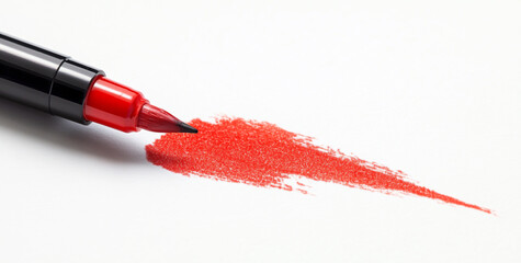 Photo of a red marker on a white background.
