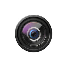 A close up of a camera lens with a blue and purple filter