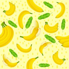 Seamless pattern banana on square background.
