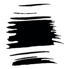 Abstract Black Ink Brush Stroke Pattern on White Background