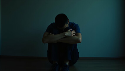 Conceptual Image of Drug Addiction: Man in Crisis Reflecting Depression and Emotional Pain