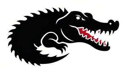 Bold Flat Fierce Alligator Snap Silhouette for Intimidating Wrestling Team Logos - Unique Vector Design for Sports Apparel and Branding