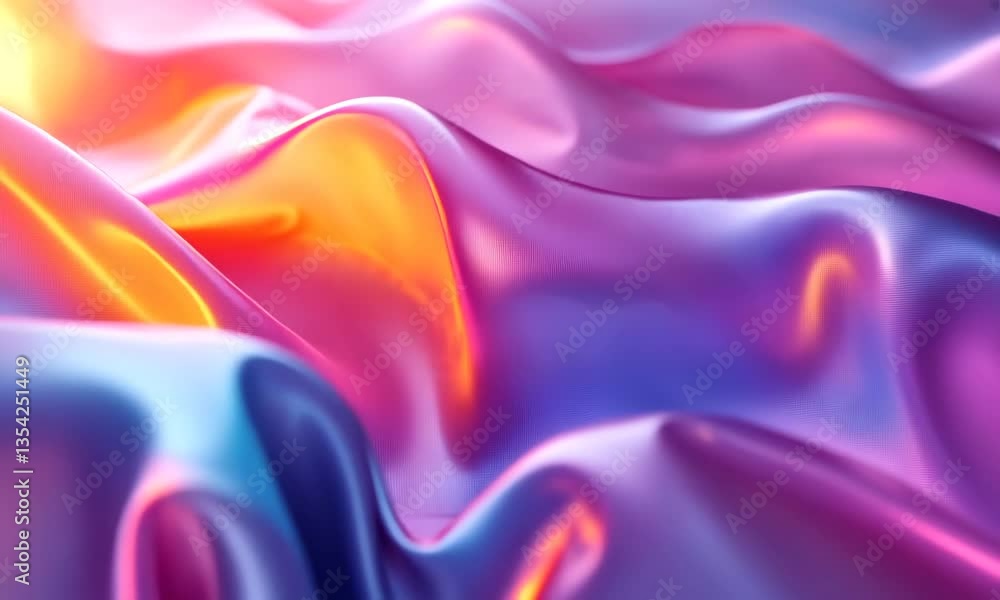 Aufkleber iridescent flow: abstract waves of luminous liquid color blend and shift smoothly