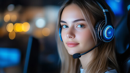 Engaging gamer immersed in virtual reality during late night gaming session in modern gaming setup