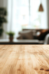 Warm living room wooden empty desktop