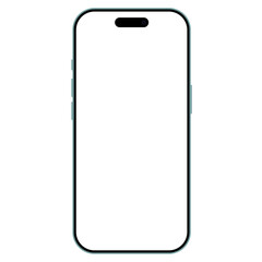 Smart phone with blank screen isolated on white background, Teal mock up aluminum body  in 2024,   6.1 inch, 6.3 inch, 6.7 inch, 6.9 inch. Vector illustration Ai
