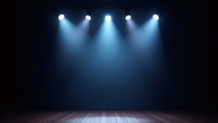 Spotlights and theater stage border frame with copy space for World Theatre Day performances concept as Spotlights illuminating theater stage creating a border with copy space for World Theatre Day pe