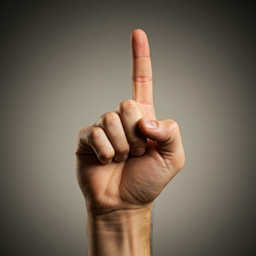 Una mano con el pu&ntilde;o cerrado y el dedo &iacute;ndice abierto. Concepto de n&uacute;mero uno, WS