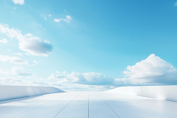 Open white platform under blue sky