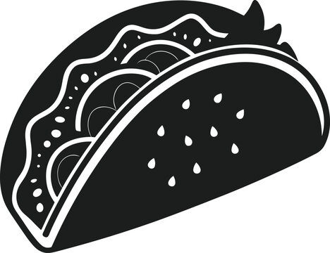 recommend clip art: Taco Vector Icon – Mexican Street Food Silhouette in Black Design