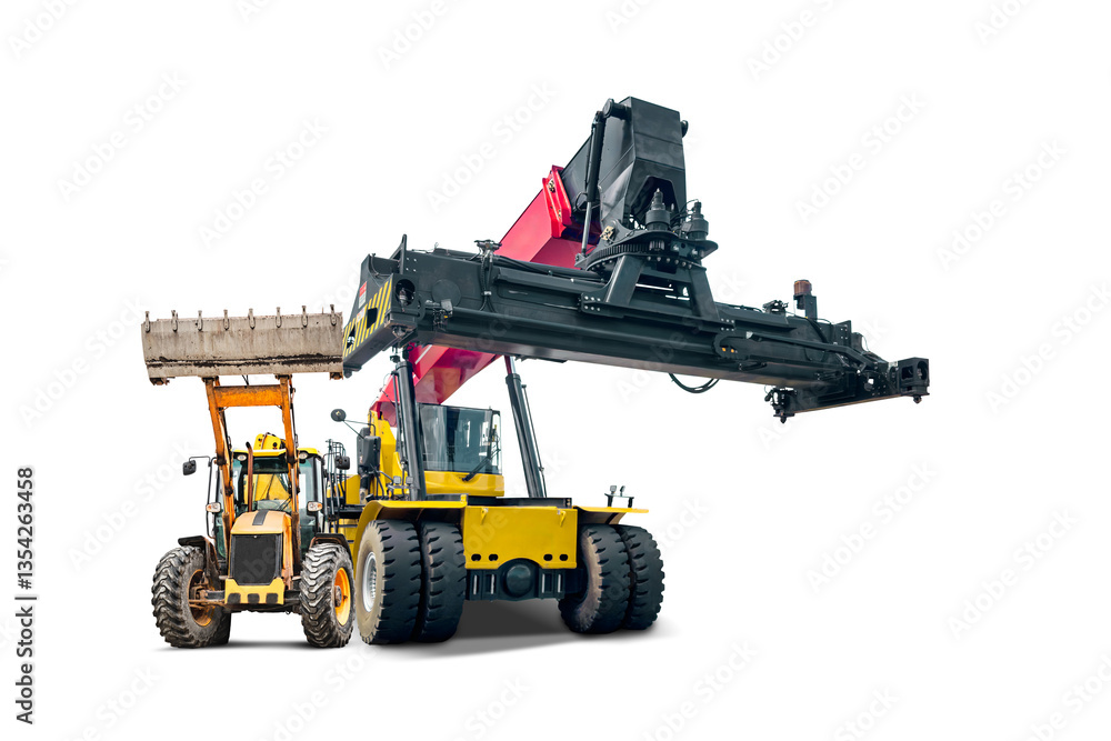 Aufkleber a loader and a telehandler are isolated on a white background, showcasing their design and functiona