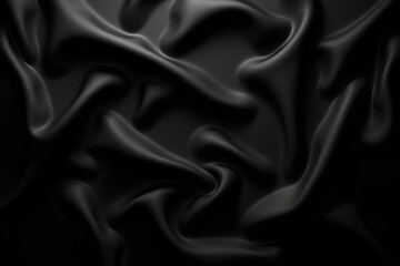 Fototapeta premium Black luxury fabric background with copy space for design work.