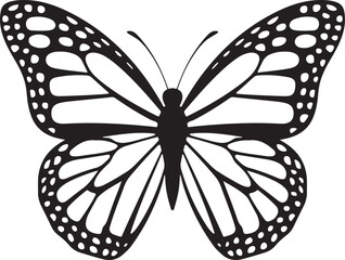 Black butterfly icon Silhouette isolated on white background Vector illustration. Simple illustration of big butterfly vector icon for web.