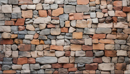 Unique arrangement of various stones creates a captivating wall design showcasing natural beauty and craftsmanship
