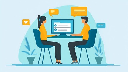 A business owner reading customer feedback on a computer