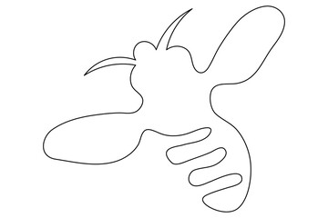 Bee fliying are beautiful and single line art and isolated  minimalist outline vector icon
