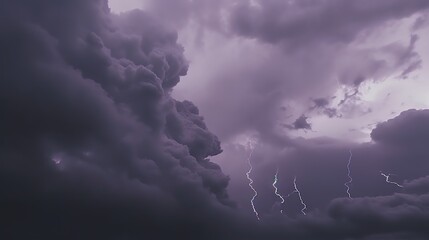 Dramatic Lightning Strikes Through a Dark, Stormy Sky