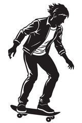 Skateboarders Silhouette Vector Illustration, skateboarders silhouettes Vector collection, skateboarder silhouettes