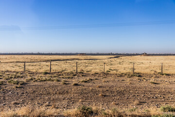 Border fence and watch towers between Turkey and Syria