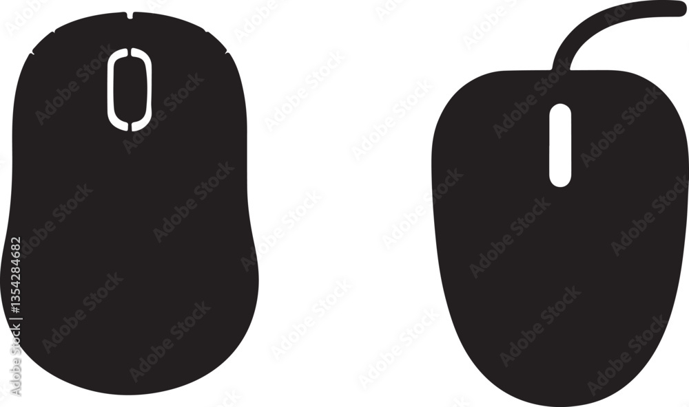 Aufkleber computer mouse silhouette set, computer mouse vector, computer mouse icon