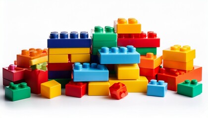 photo of brick toys isolated on white background