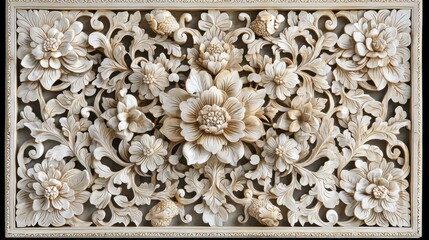 Intricate Floral Carving: A Masterpiece of Relief Sculpture