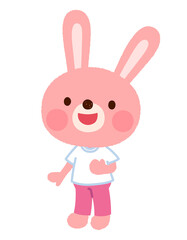 かわいいウサギのキャラクター　女の子　運動着　スタッフ
