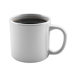 A white coffee mug with a dark brown liquid inside