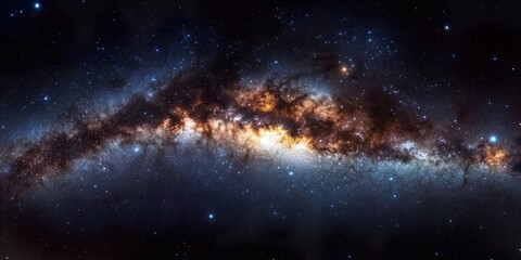 Fototapeta premium Milky Way Galaxy Panorama: A Sweeping View of Our Cosmic Home. 