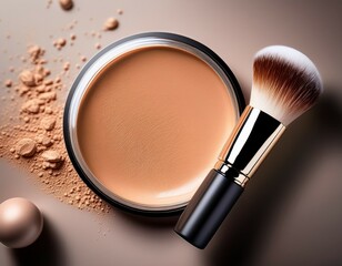 exploring the art of makeup application with foundation and brush on a smooth surface