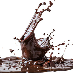 A splash of chocolatey brown liquid is splashing out of a cup