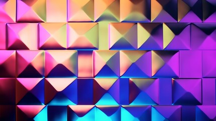 Obraz premium Vibrant Abstract Geometric Pattern with Colorful Square Pyramids