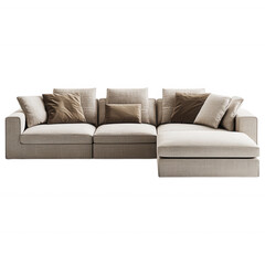 Obraz premium Modern Beige Sofa with Soft Cushions