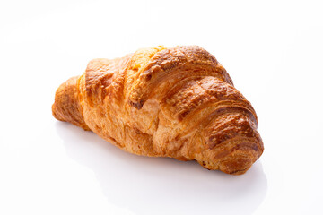Delicious snack croissant on white background