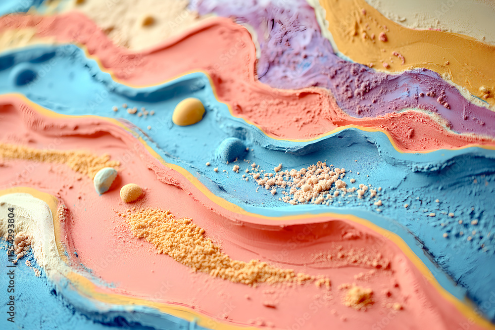 Aufkleber abstract colorful sand art landscape with smooth lines and organic forms that creates an intriguing 