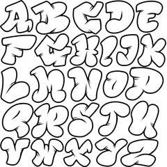 Alphabet black and white sketch illustration