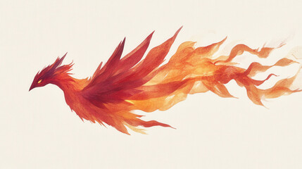 Obraz premium A stylized flame illustration, watercolor-like textures, fiery gradients of amber and crimson