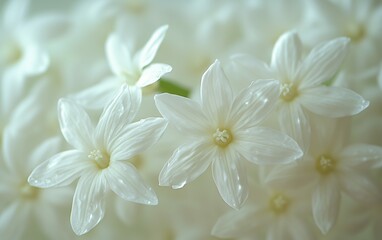 Obraz premium Close-up of jasmine flowers used in Songkran ceremonies, fragrant beauty, symbolic purity, soft focus, elegant detail