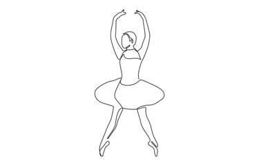 One single line drawing sexy woman ballerina. A pretty ballet dancer show dance, Dancing woman continuous line vector sketch.